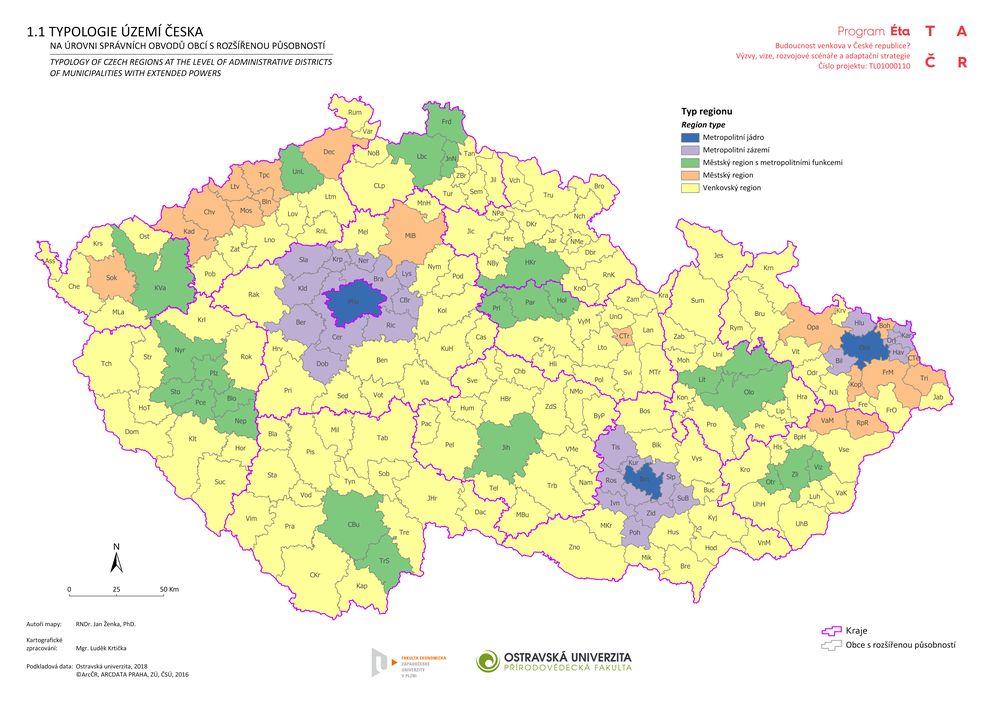 1.1 Typologie území Česka na úrovni statistických obvodů obcí s rozšířenou působností